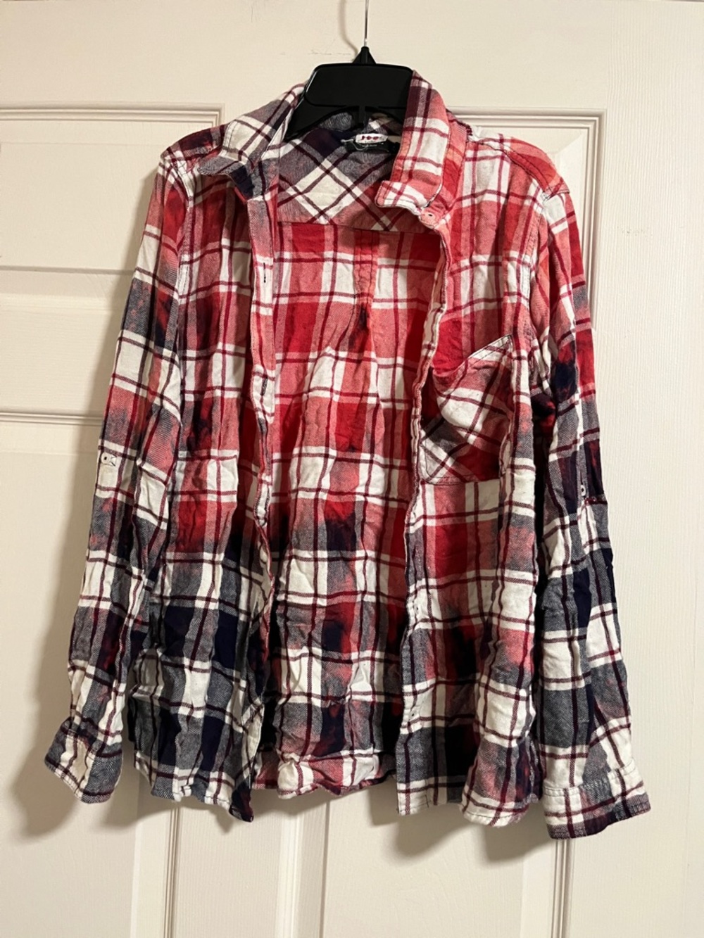 Max Jeans Red White Blue Plaid Button-Up Shirt